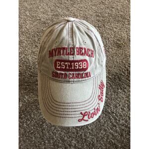 Myrtle Beach South Carolina Livin' Salty Strapback Hat Gray OSFA Embroidered
